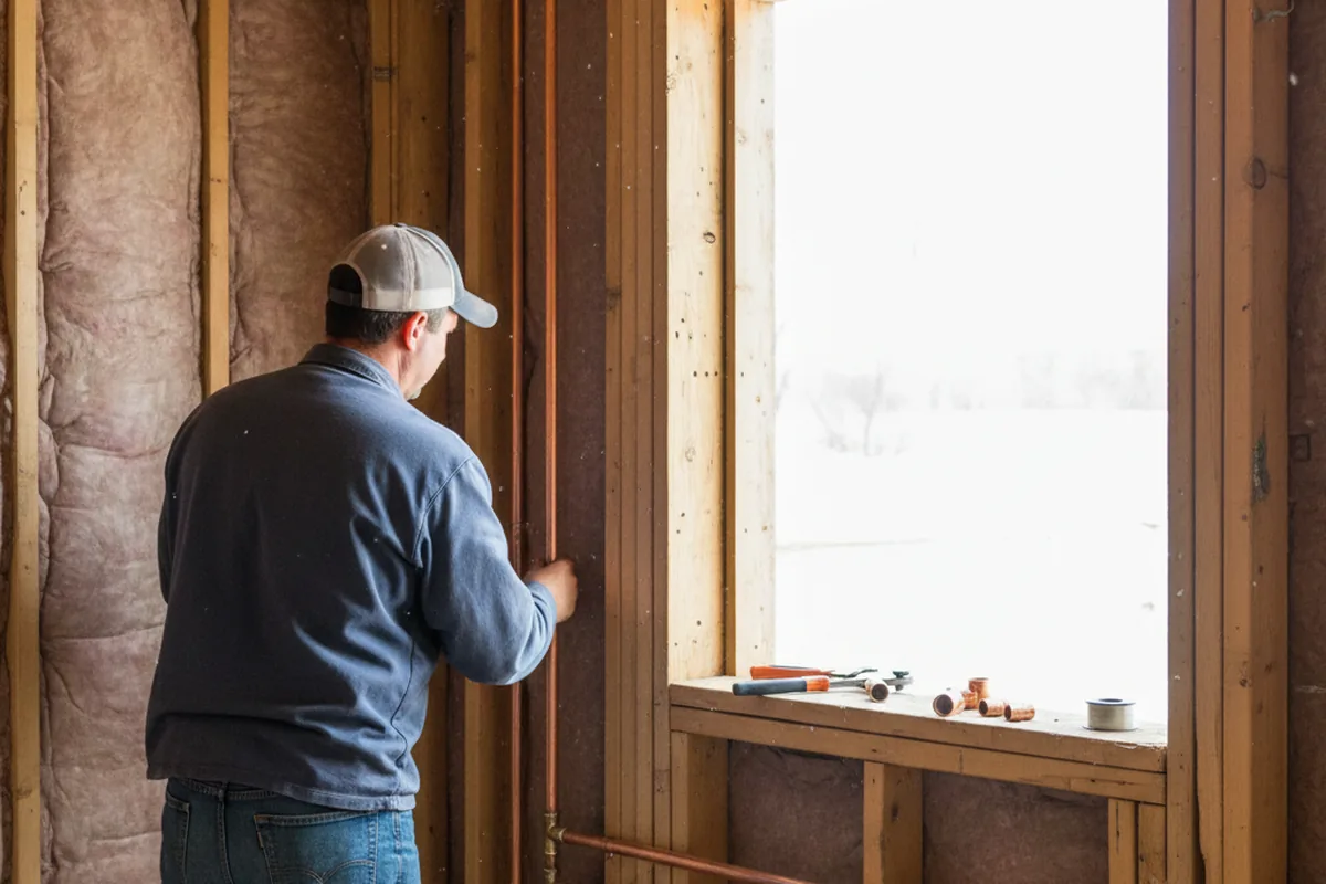 Licensed plumber running new copper supply lines in a Brownsville home